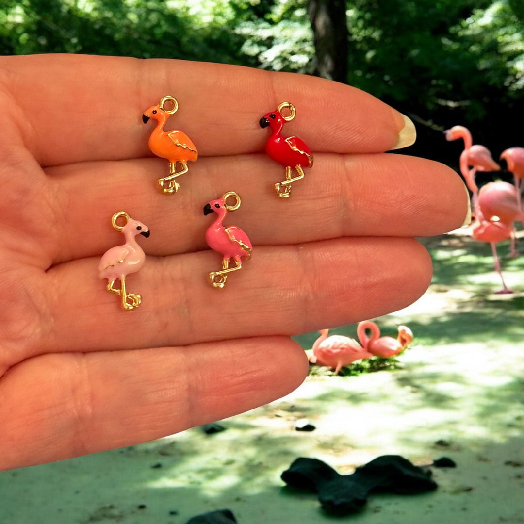 Pink Flamingo Enamel Charm, Tropical Flamingo Pendant