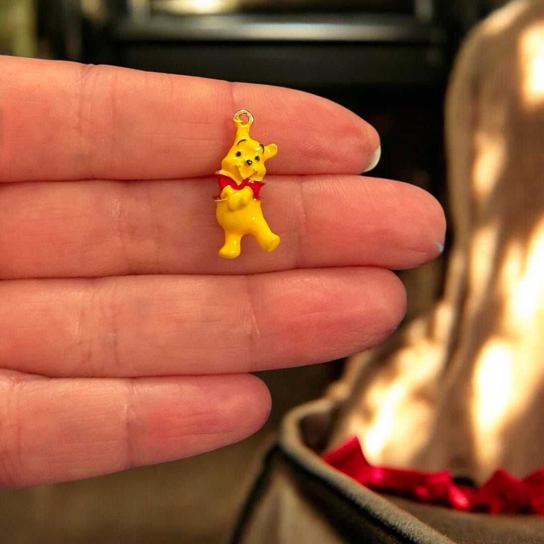 Yellow Bear Enamel Charm, Cute Bear Pendant