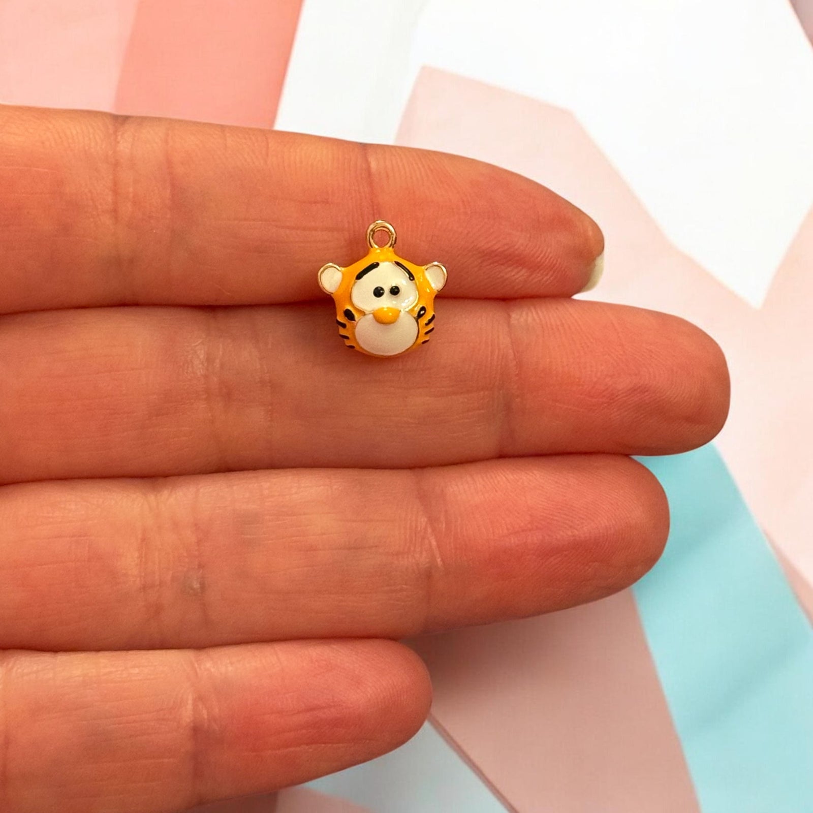 Tiger Face Enamel Charm, Cute Tiger Pendant