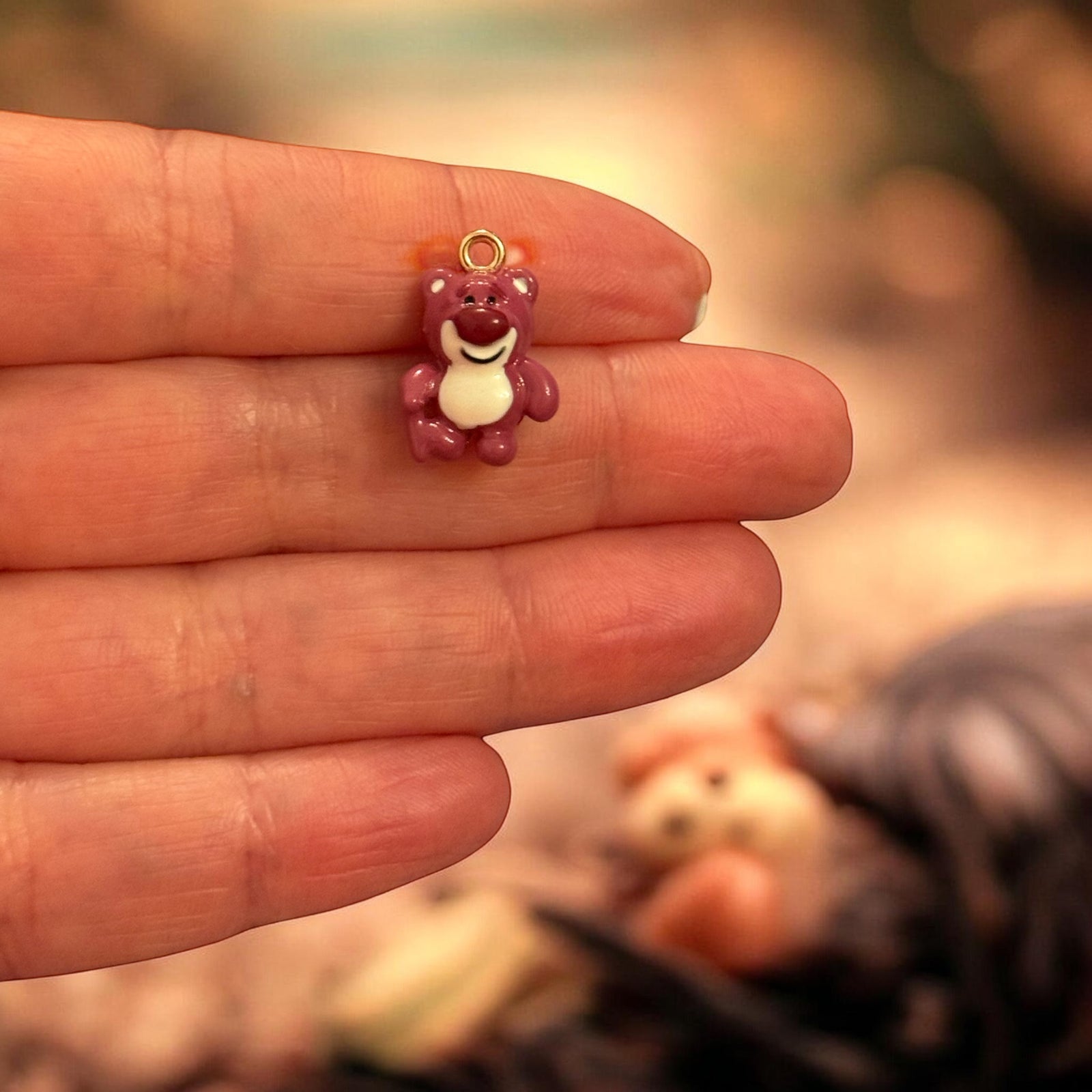 Purple Bear Enamel Charm, Cute Teddy Bear Pendant
