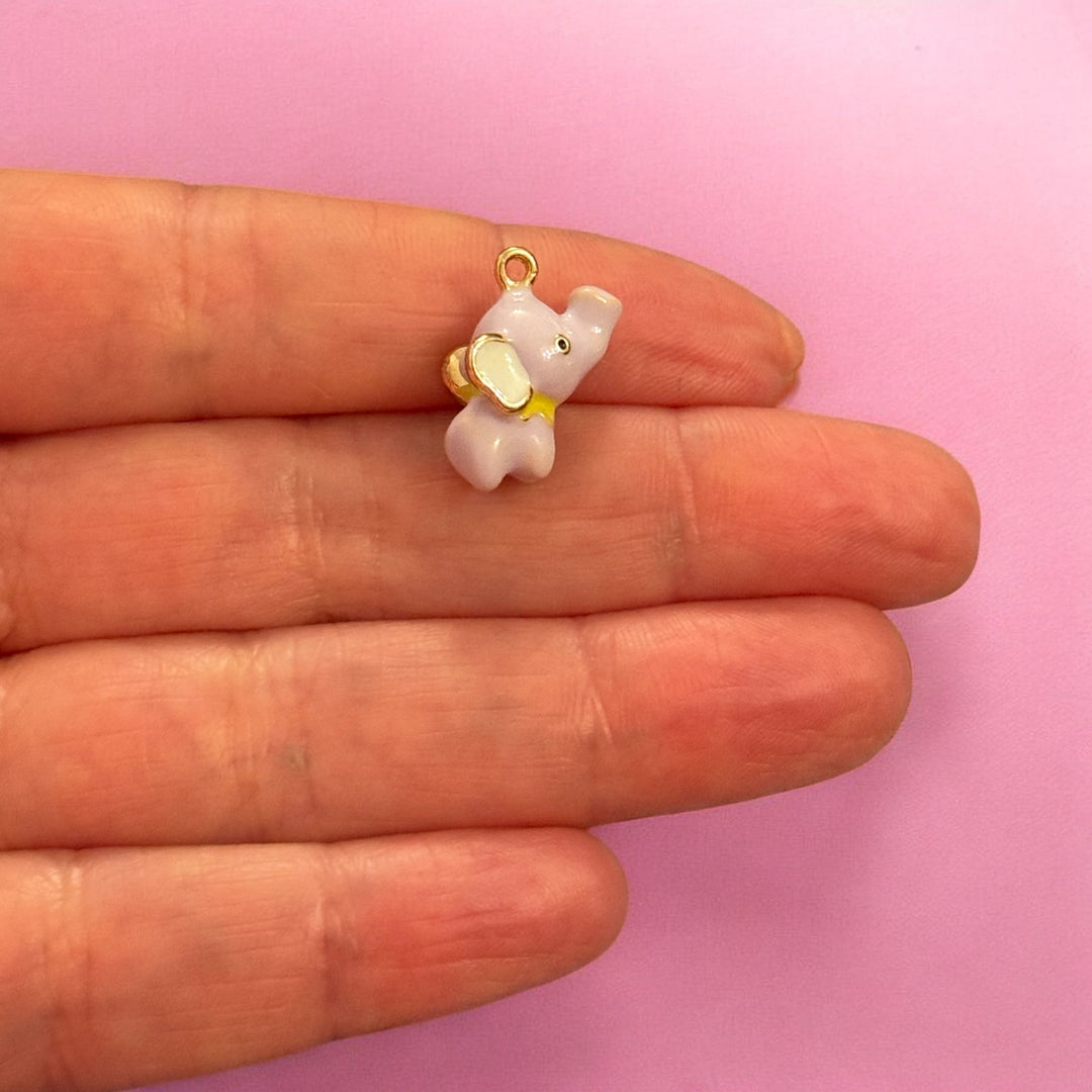 Lavender Elephant Enamel Charm with Wings