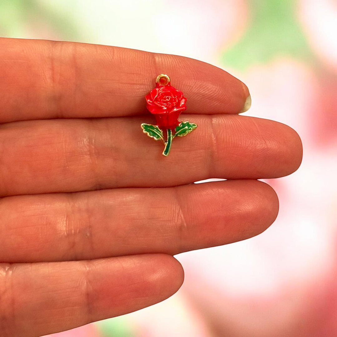Red Rose Enamel Charm