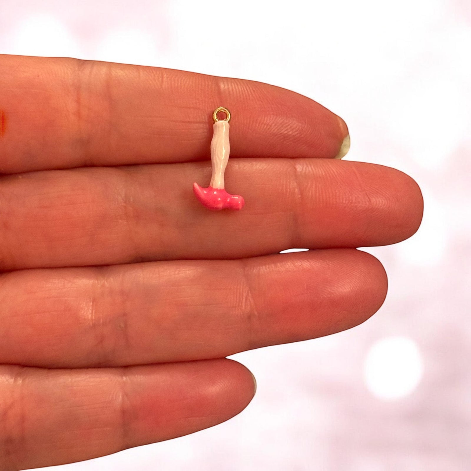 Pink Enamel Hammer Charm