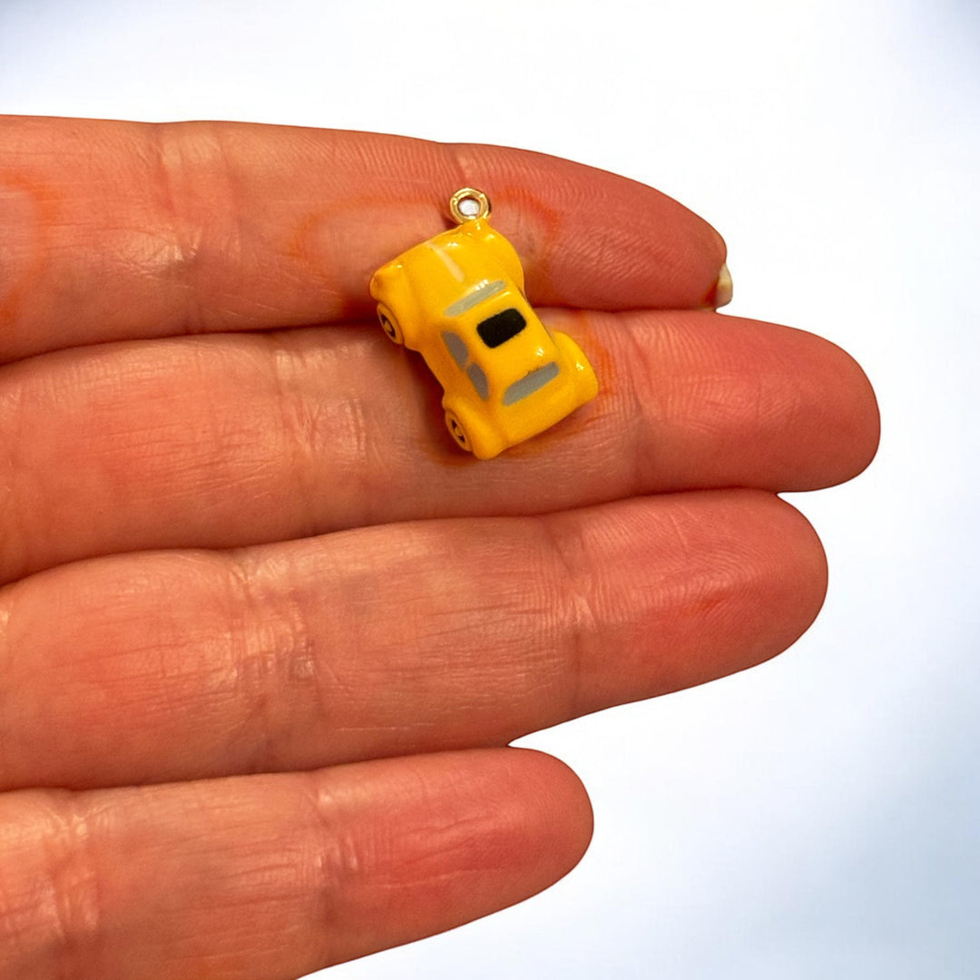 Yellow Enamel Car Charm Pendant 
