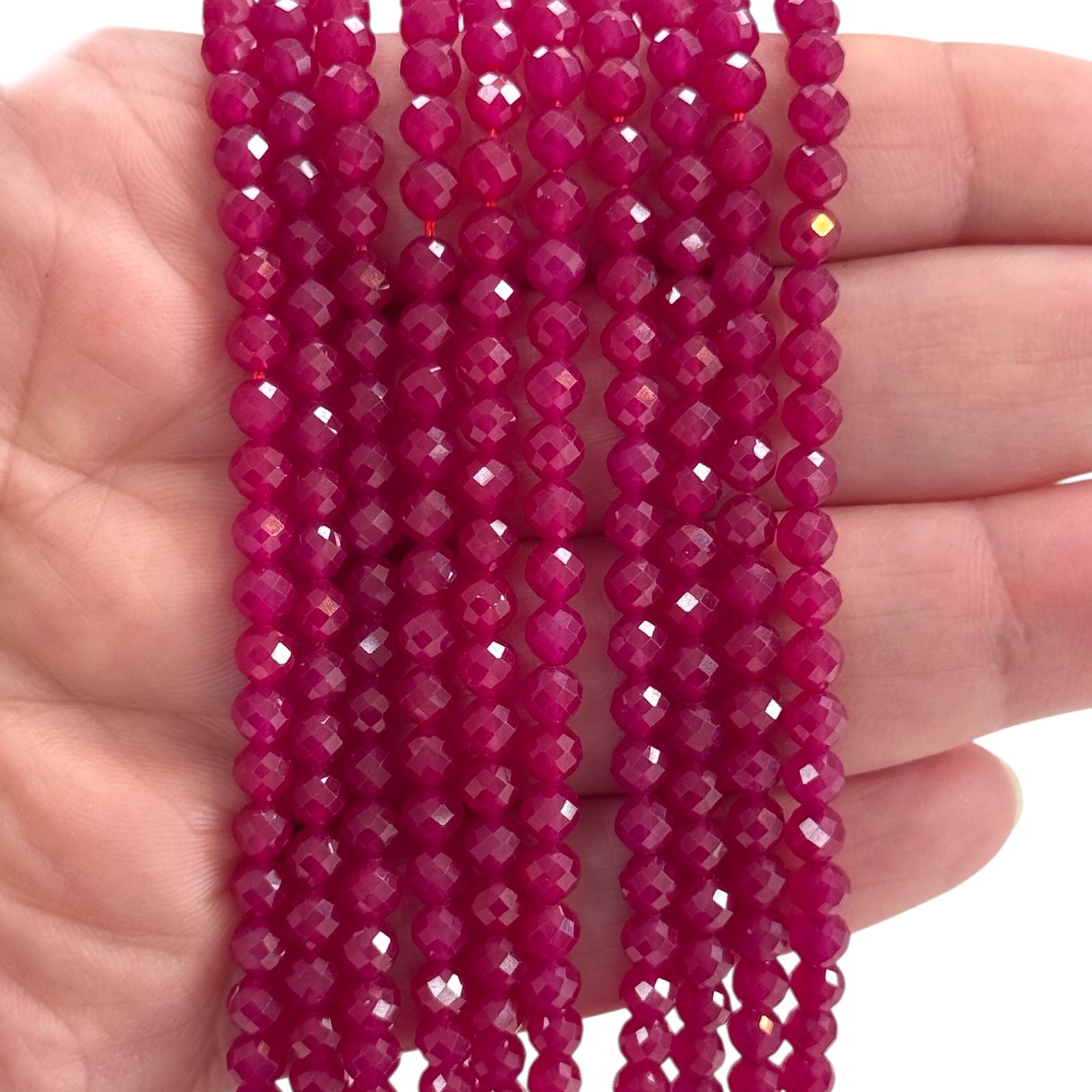 Ruby Gemstone Beads – 4mm Faceted Round