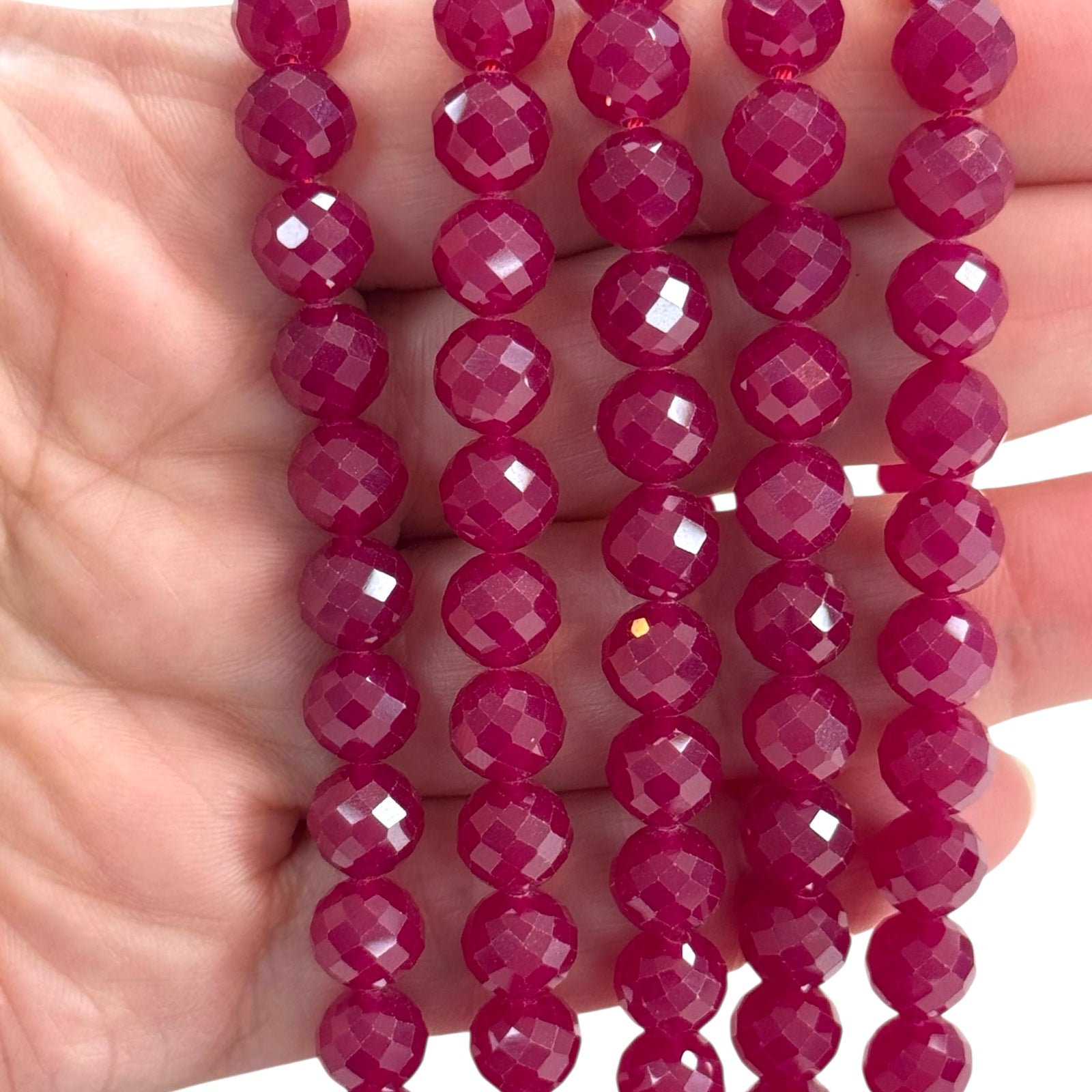 8mm Faceted Round Ruby Gemstone Beads