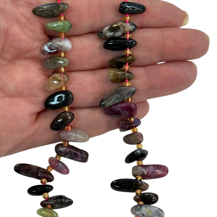 Multi Tourmaline Organic Pebble Gemstone Beads