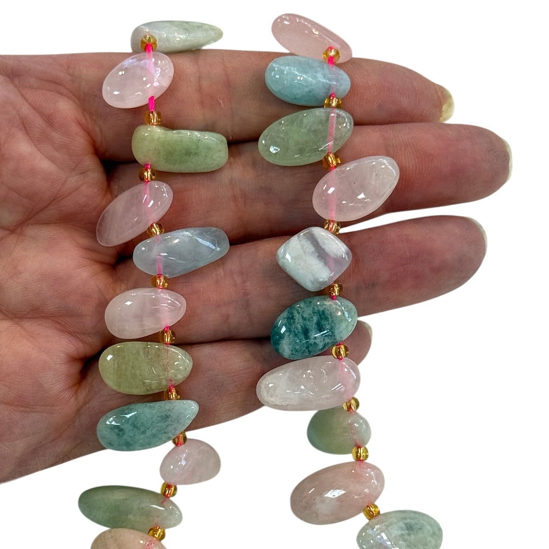 Morganite Organic Pebble Gemstone Beads 