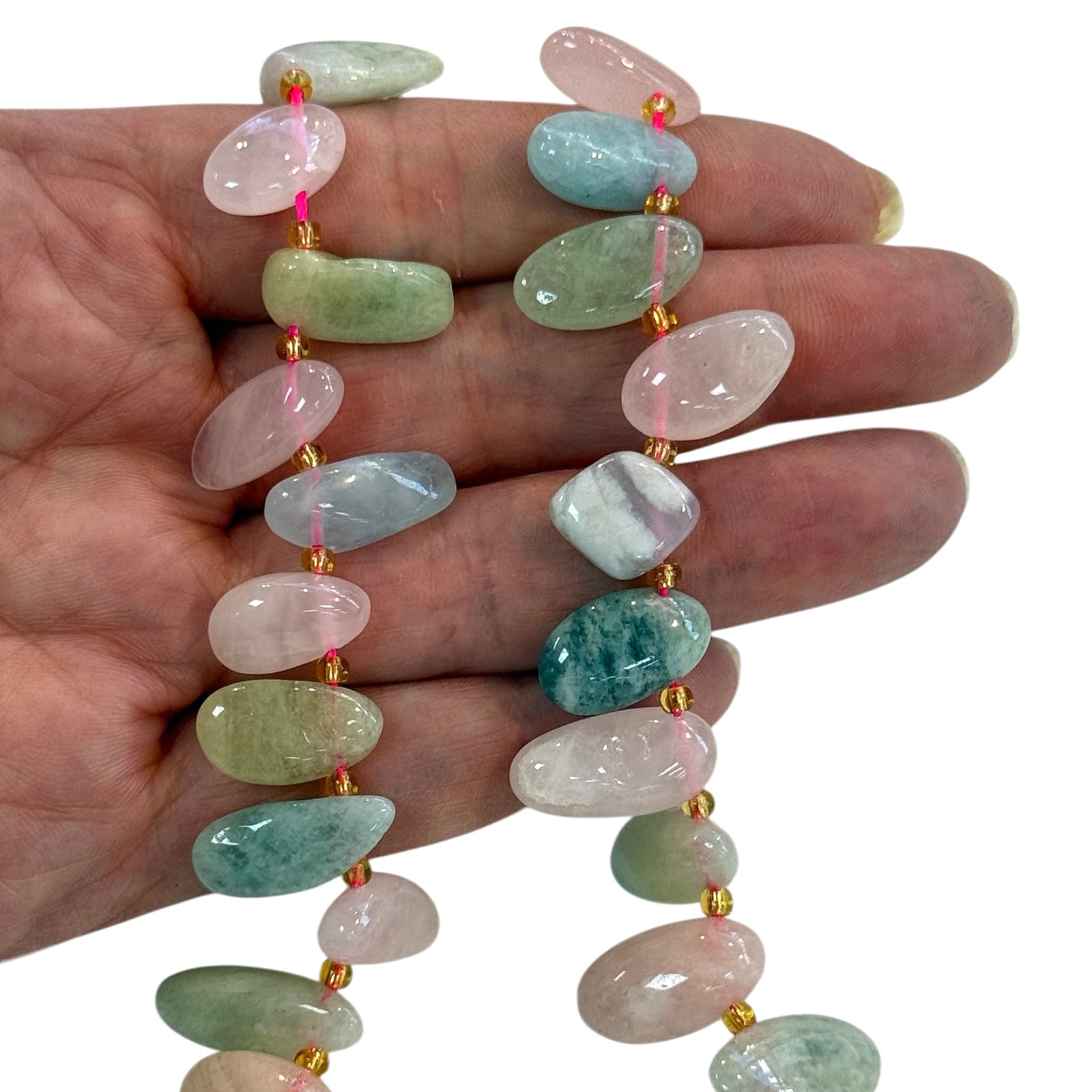 Morganite Organic Pebble Gemstone Beads 