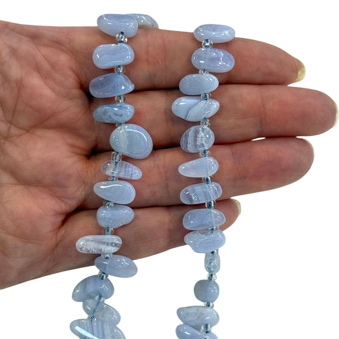 Blue Chalcedony Organic Pebble Gemstone Beads