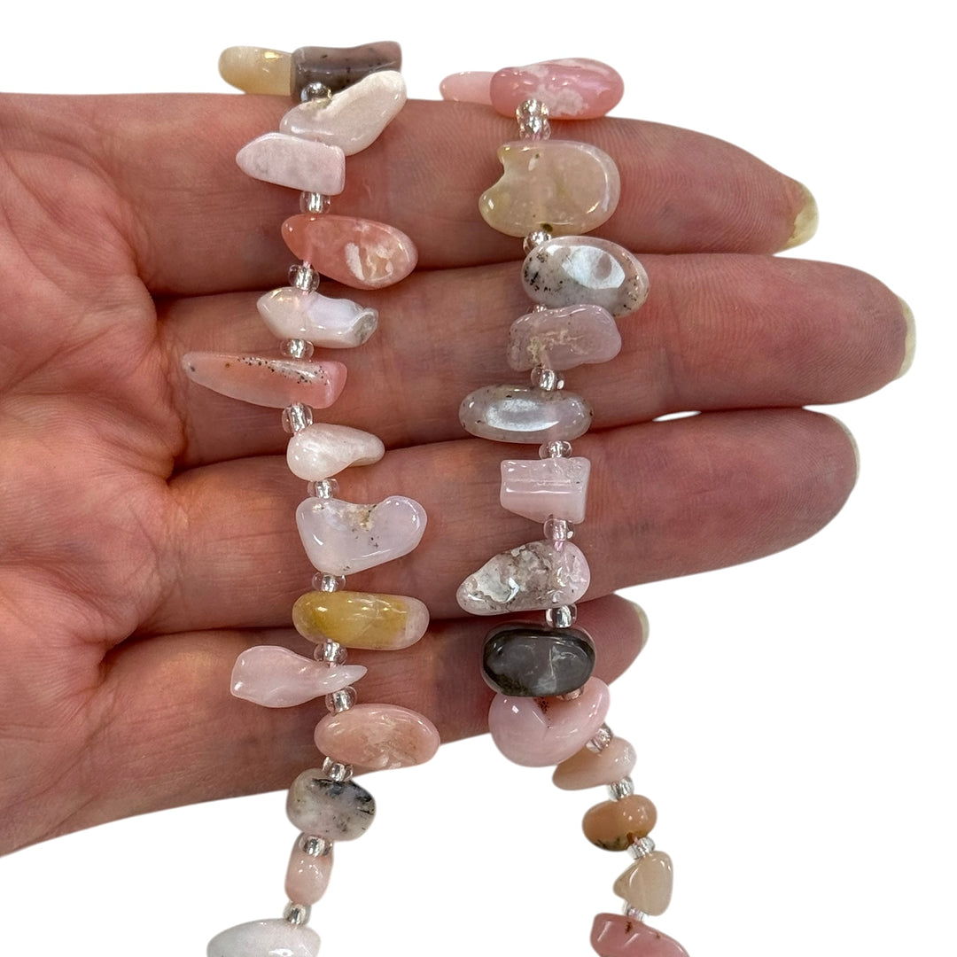 Pink Opal Organic Pebble Gemstone Beads 