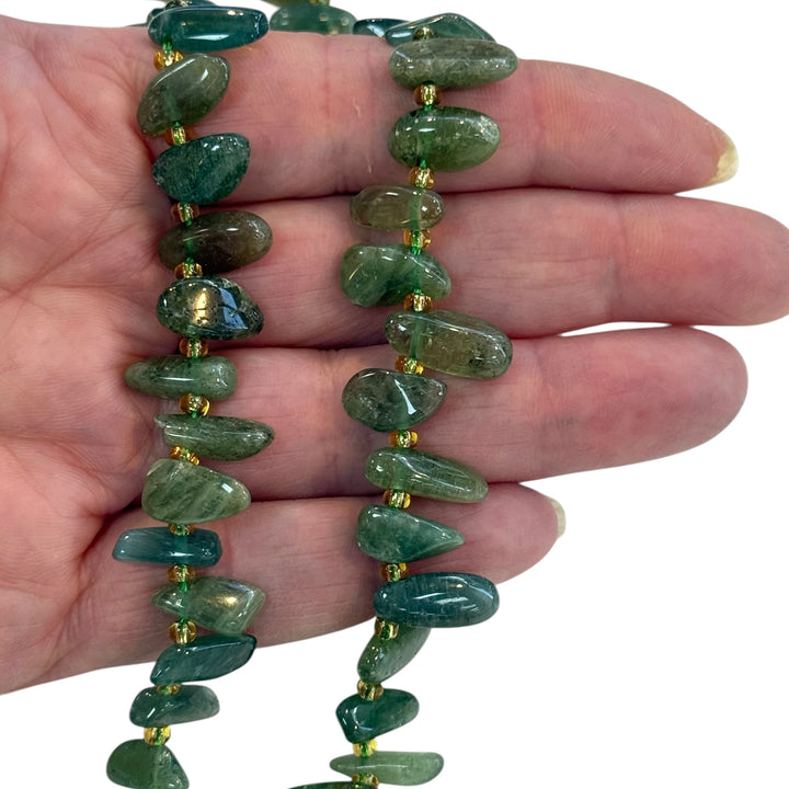 Green Garnet Organic Pebble Gemstone Beads 