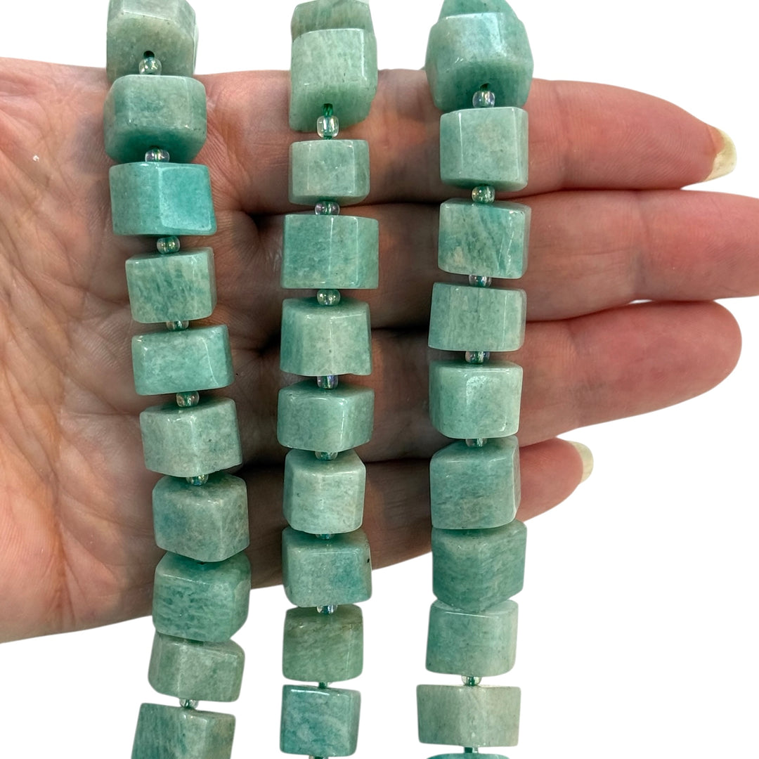 Natural Amazonite Cube Beads