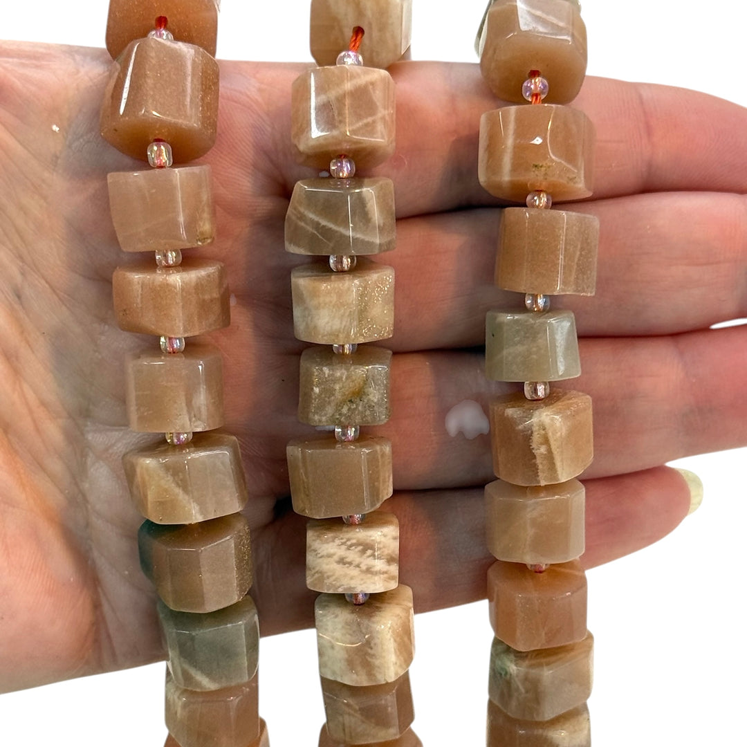 Natural Sunstone Cube Beads