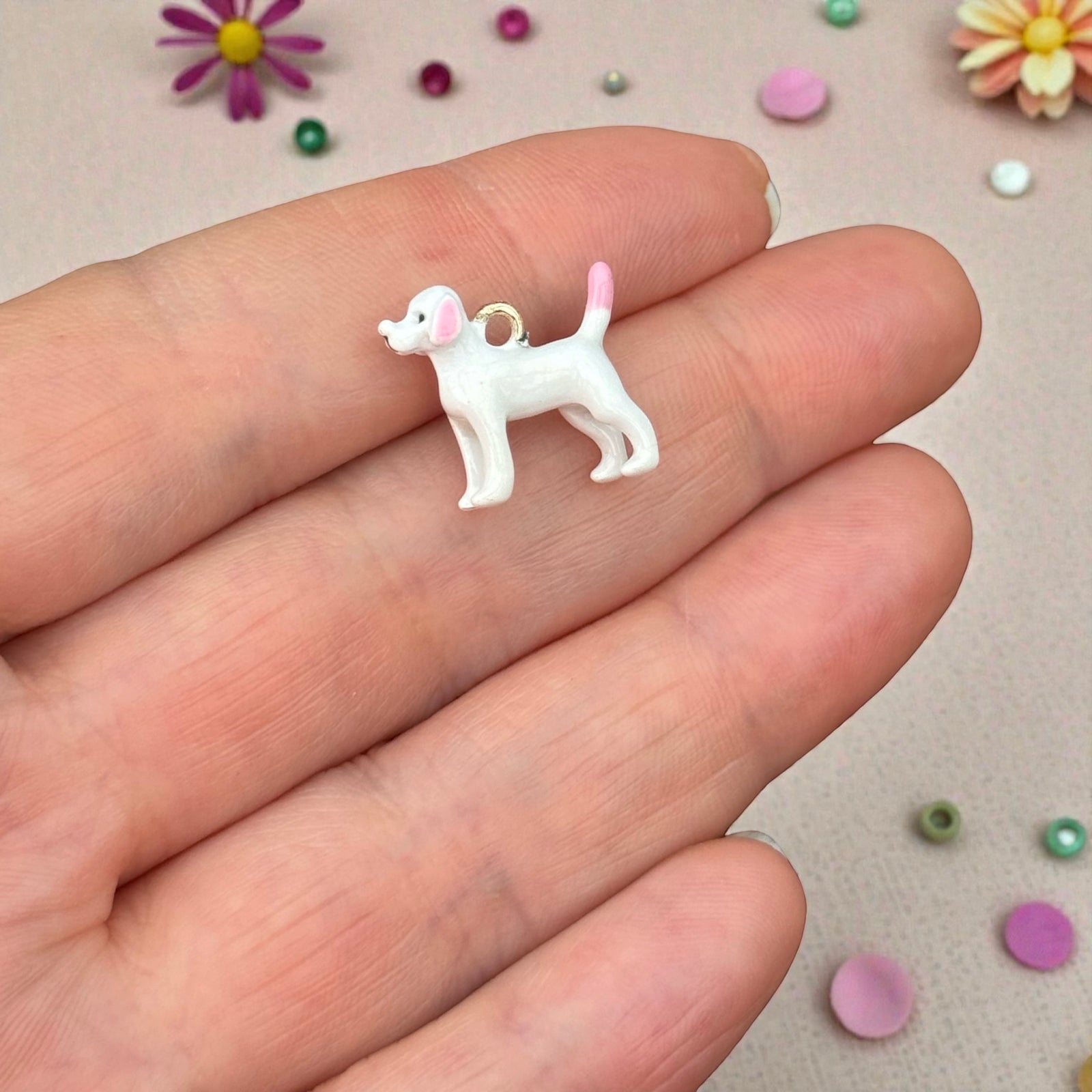 White Dog Charm