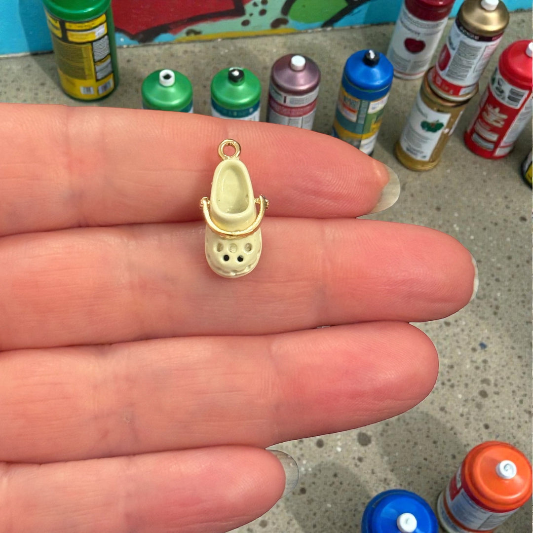 Ivory Crocs Style Shoe Charm – Cute Enamel Clog Pendant