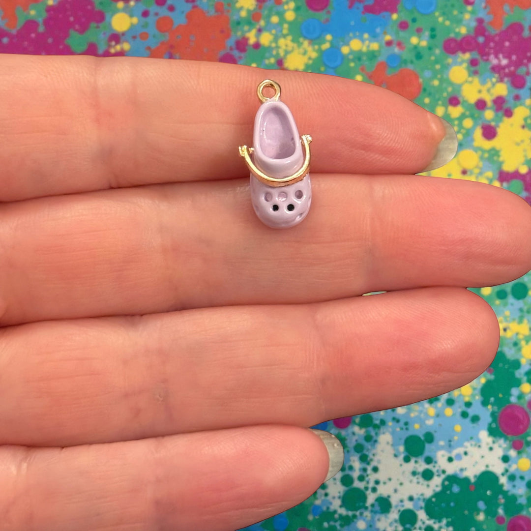 Lilac Crocs Style Shoe Charm – Cute Enamel Clog Pendant