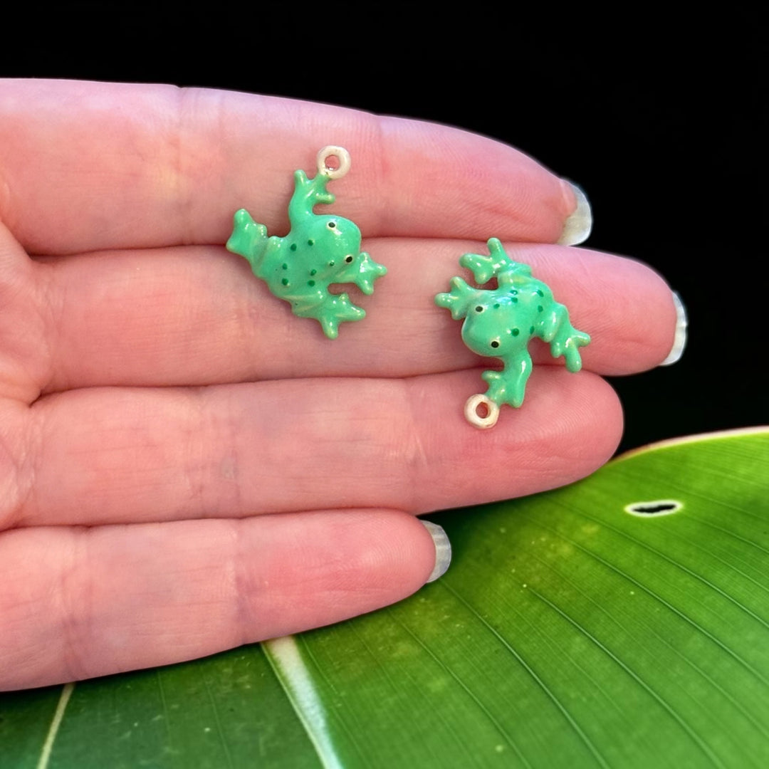 Glow in the Dark Frog Charm, Green, 15mm