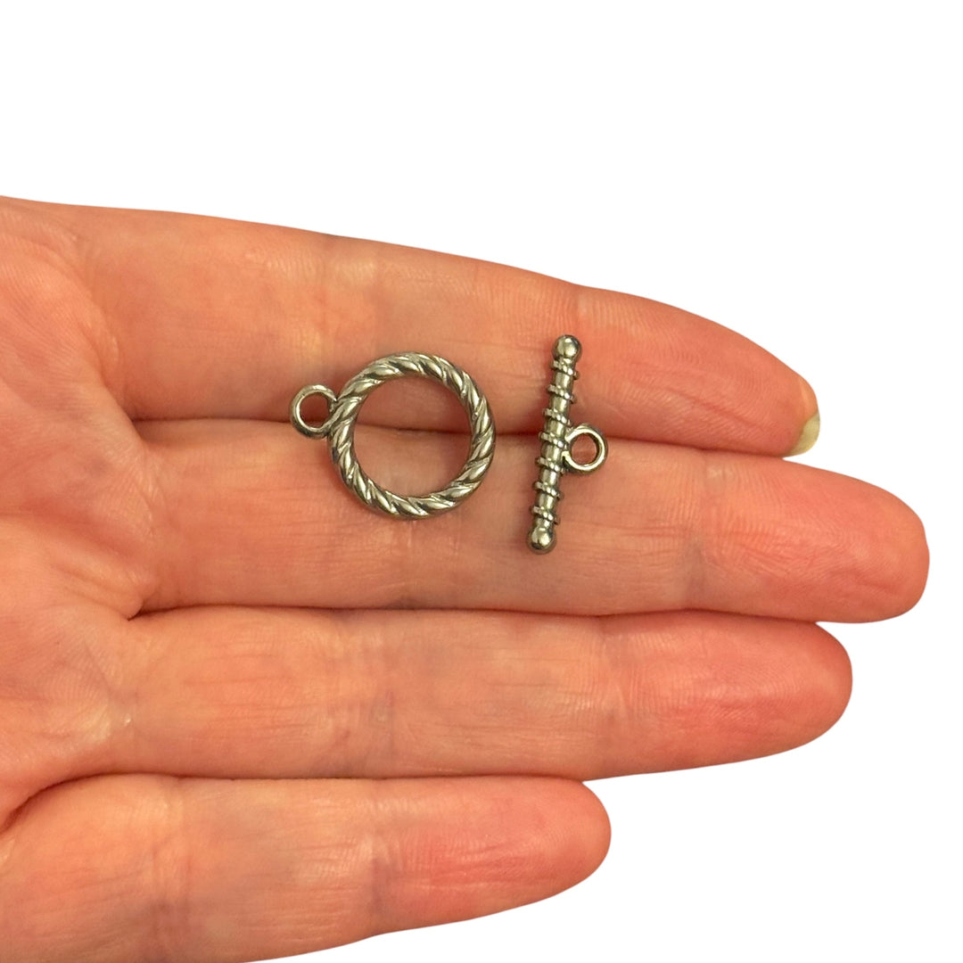 Waterproof 316L Stainless Steel Twisted Rope Toggle Clasp, Decorative Necklace &amp; Bracelet Fastener, 18mm
