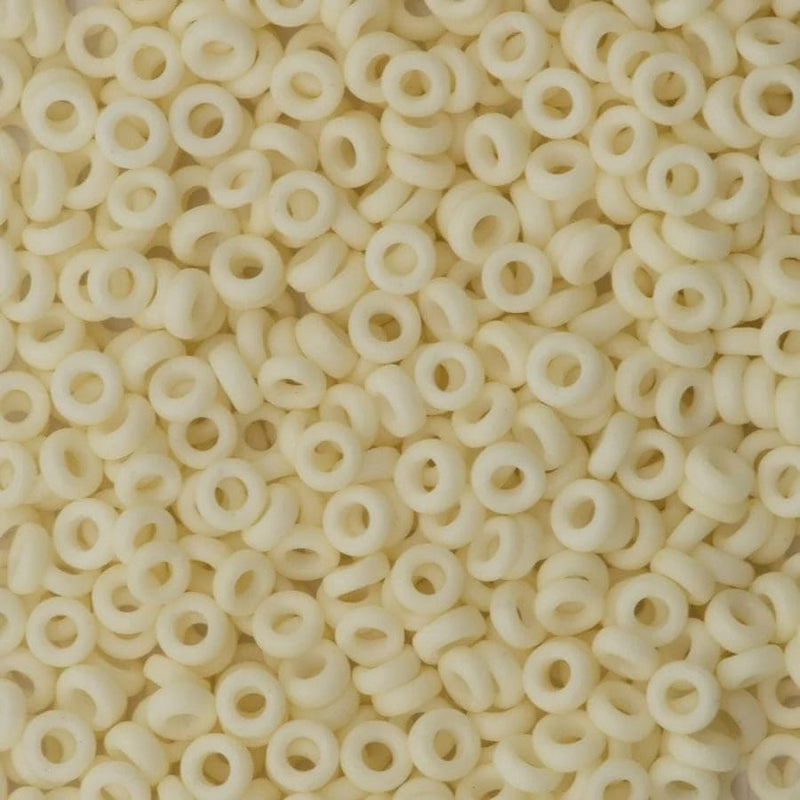Miyuki Spacer Beads 2.2x1mm, Matted Opaque Cream 2021