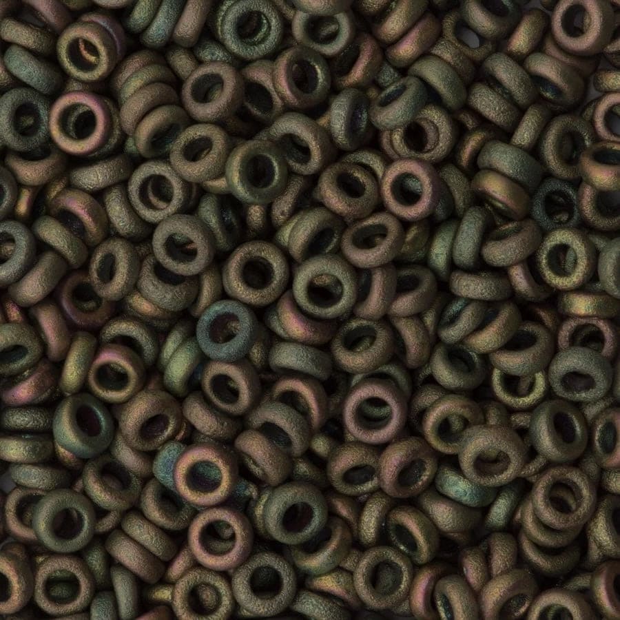 Miyuki Spacer Beads 2.2x1mm, Metallic Khaki Iris 2035