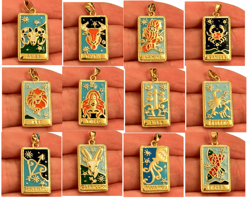 24Kt Gold Plated Waterproof Stainless Steel Zodiac Charm, Pendant