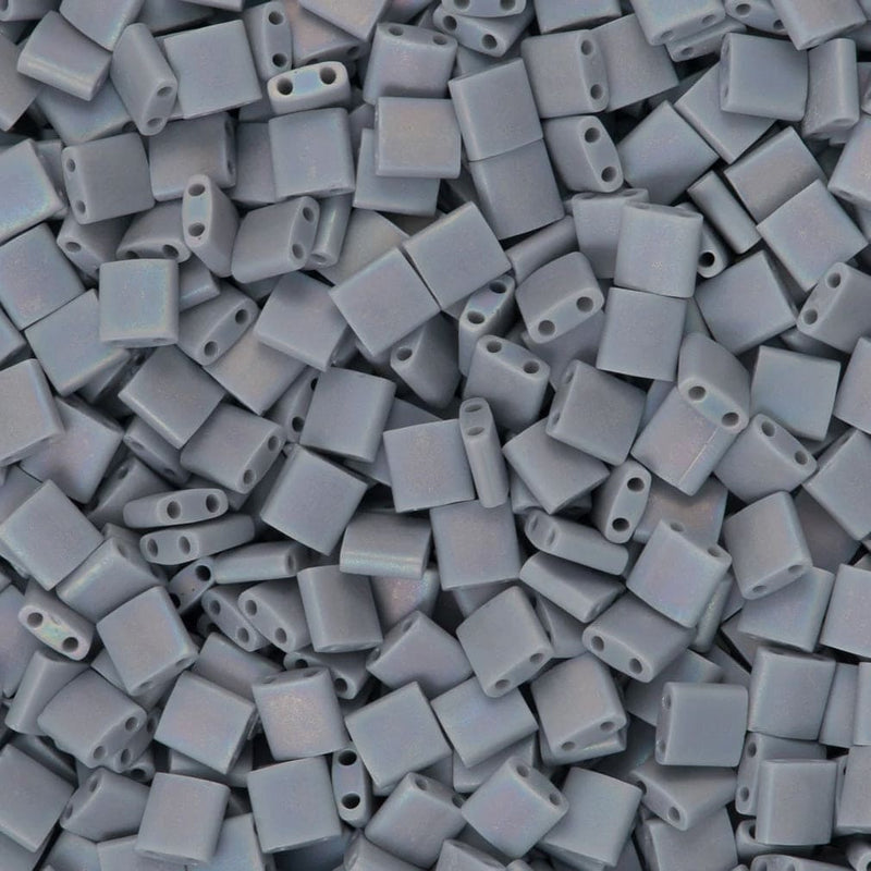 Miyuki Tila Beads TL0498FR - Opaque Cement Grey Matted AB,