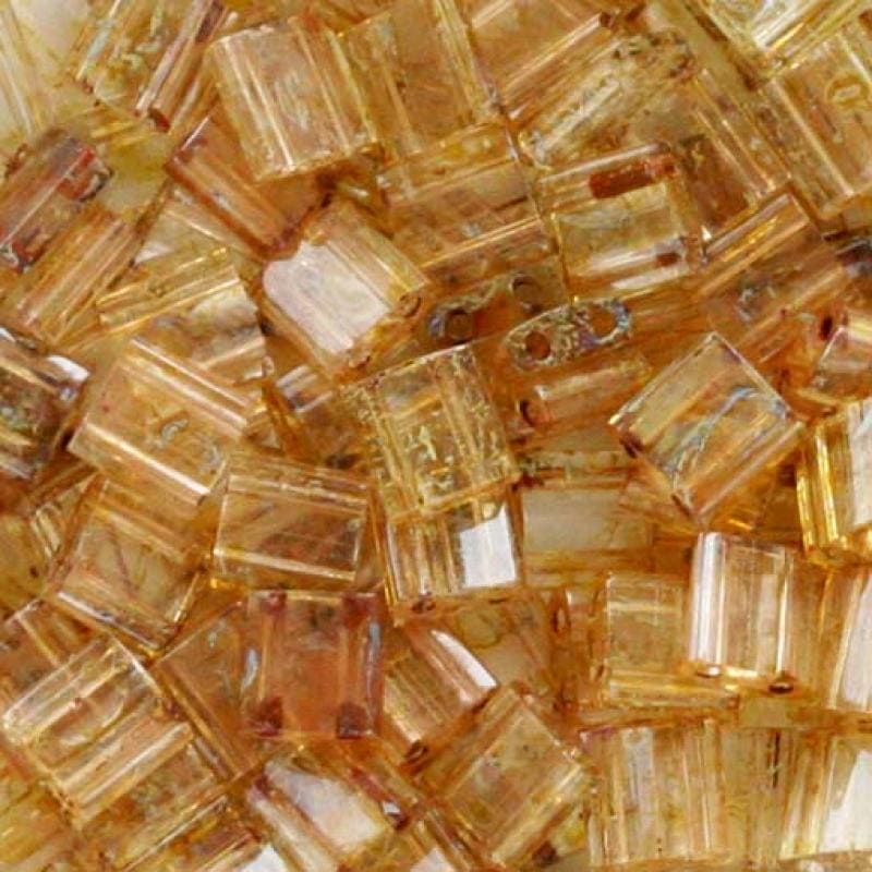Miyuki Tila Beads TL4501 - Picasso Transparent Saffron,