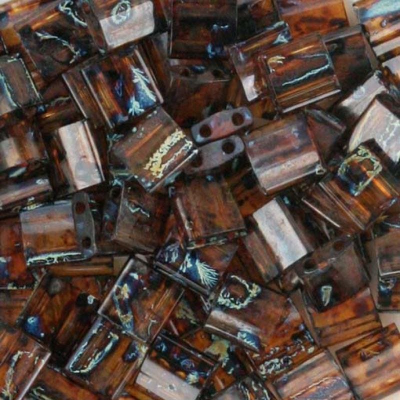 Miyuki Tila Beads TL4502 - Picasso Transparent Dark Amber,
