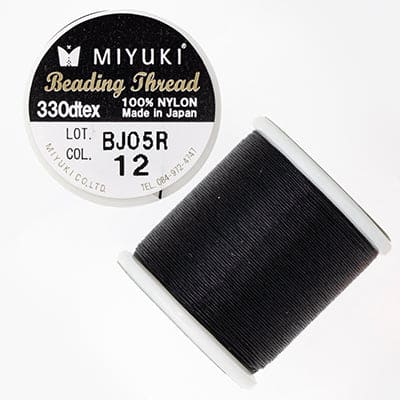 Miyuki-Faden, Farbe 12, Schwarz, Original-Nylonfaden von Miyuki, Lieferung zu 50 Metern auf einer Spule