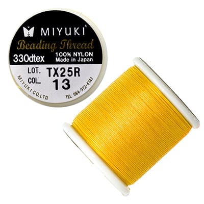 Fil Miyuki Couleur 13 Jaune Fil nylon original Miyuki, livré par 50 mètres sur bobine