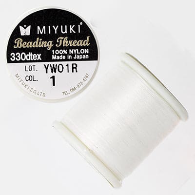 Miyuki-Faden, Farbe 1, Weiß, Original-Nylonfaden von Miyuki, Lieferung zu 50 Metern auf einer Spule
