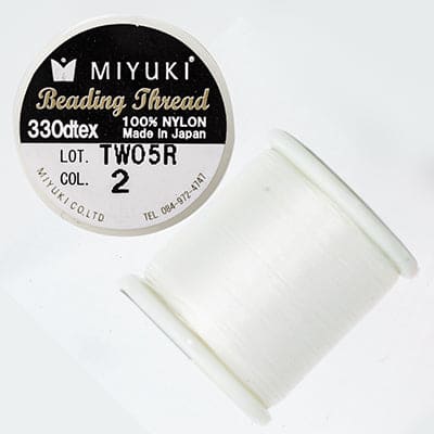 Miyuki Thread Color 2 Eggshell , Miyuki Original-Nylonfaden, Lieferung zu 50 Metern auf einer Spule