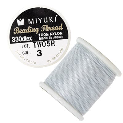 Miyuki-Garn Farbe 3 Silber, Original-Nylonfaden von Miyuki, geliefert als 50 Meter auf einer Spule