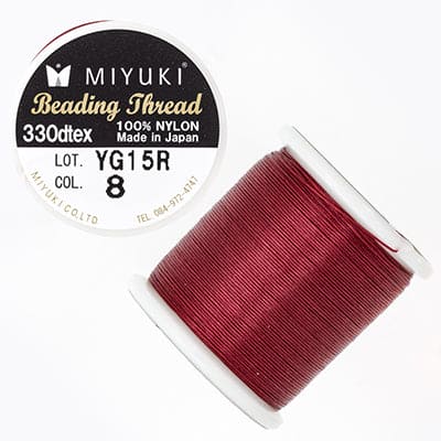 Fil Miyuki Couleur 8 Rouge ,Fil nylon original Miyuki, livré par 50 mètres sur bobine