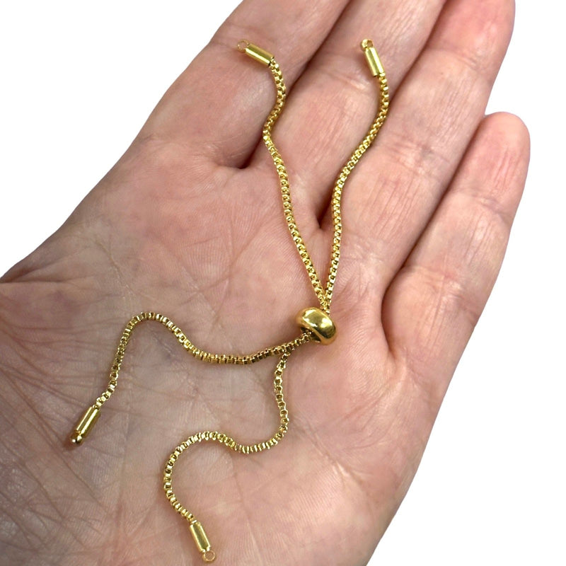 24Kt Gold Plated Adjustable Box Chain Slider Bracelet Blanks