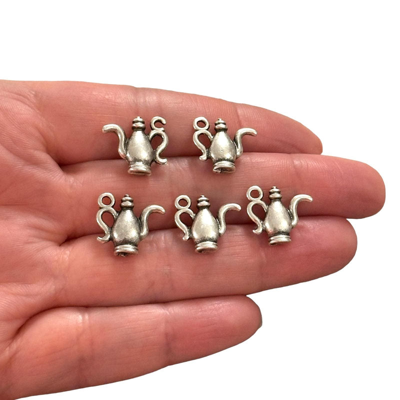 Antique Silver Plated Vintage Wine Carafe Charms, Silver Wine Lover Charms, 5 pcs in a pack