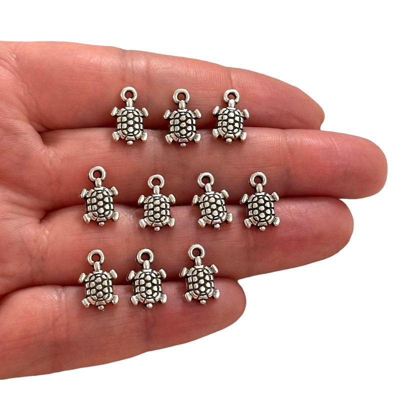 Antique Silver Plated Caretta Charms, Silver Under the Sea Charms, 10 pcs in a pack