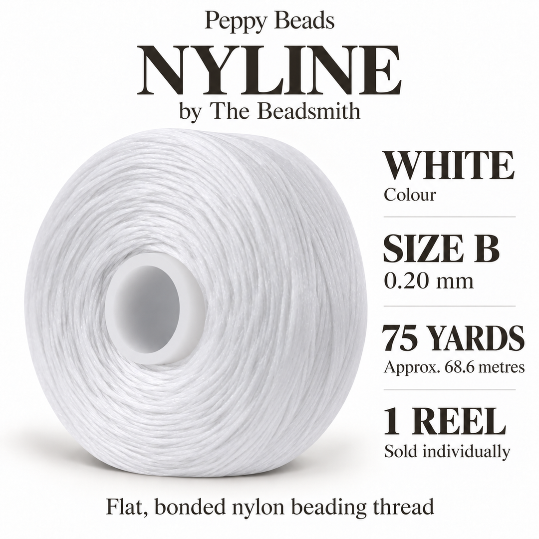 Beadsmith NYLINE White Nylon Beading Thread – Size B 0.20mm