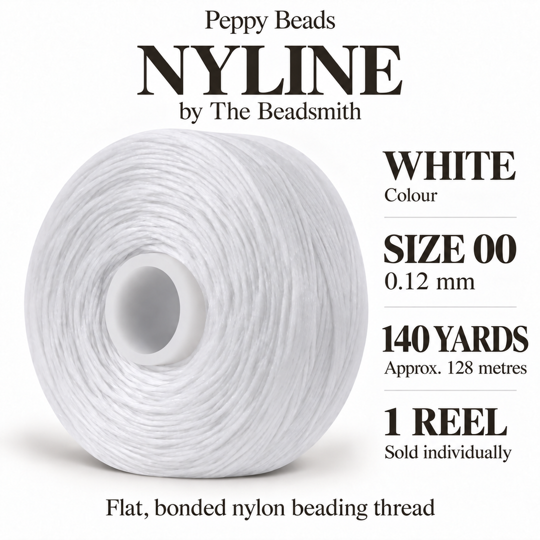 Beadsmith NYLINE White Beading Thread Size 00 0.12mm