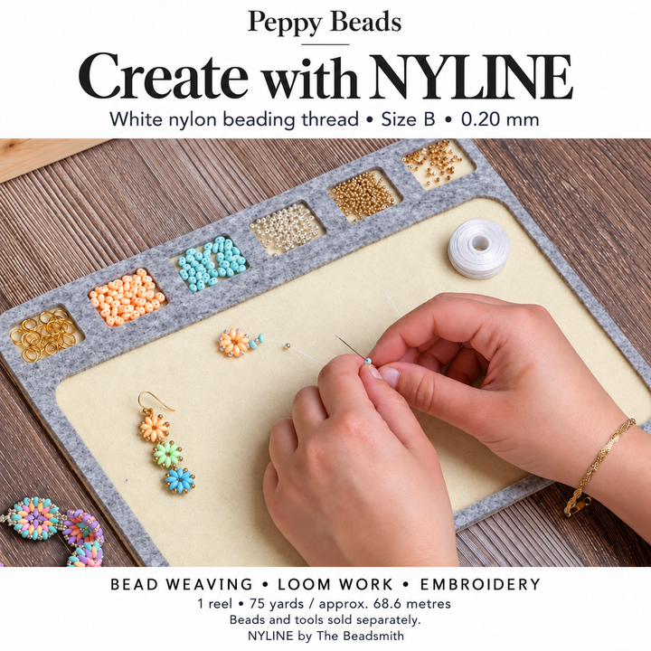 Beadsmith NYLINE White Nylon Beading Thread – Size B 0.20mm