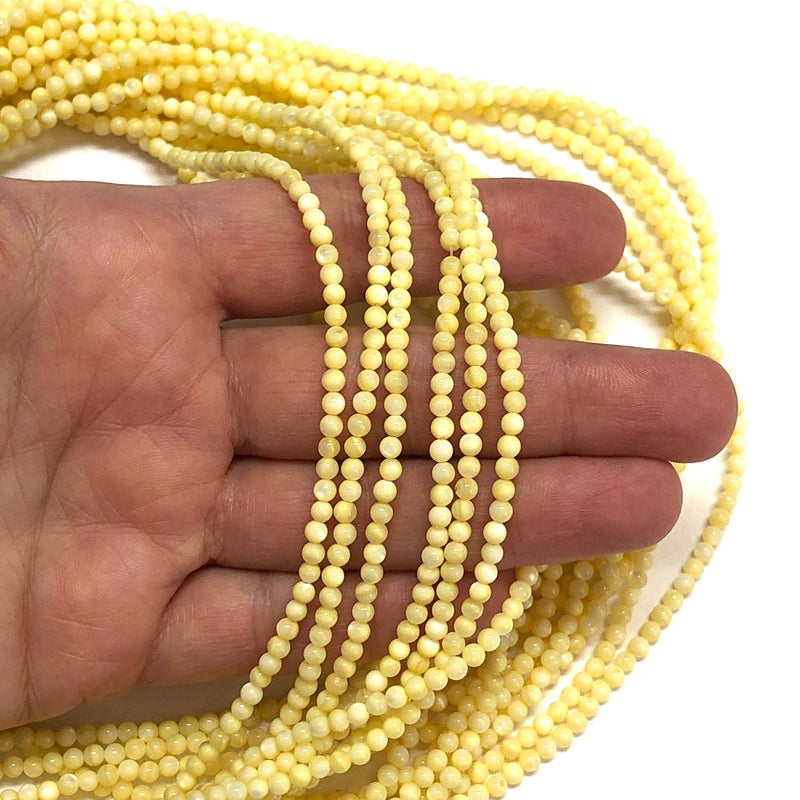 Perles rondes lisses de couleur nacre de 3 mm