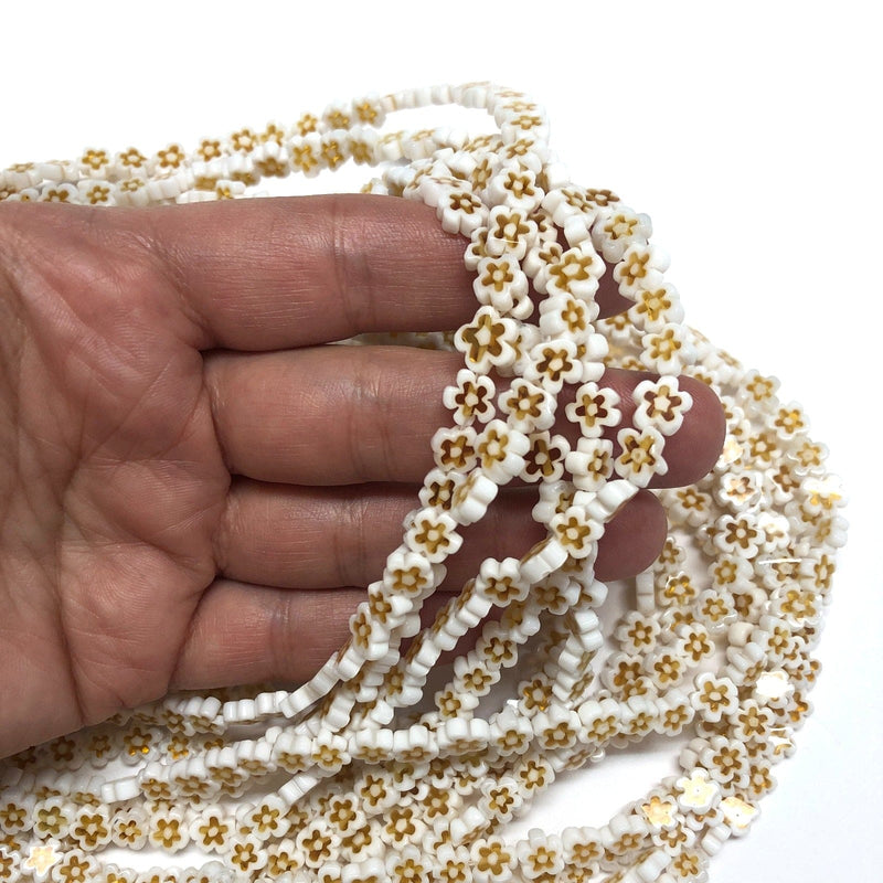 Perles de marguerite en verre de Murano fabriquées à la main
