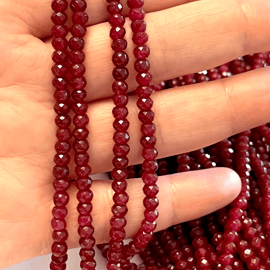 Ruby Jade 4mm Faceted Rondelle, Ruby Jade Beads,Gemstone Beads,Natural Gemstone