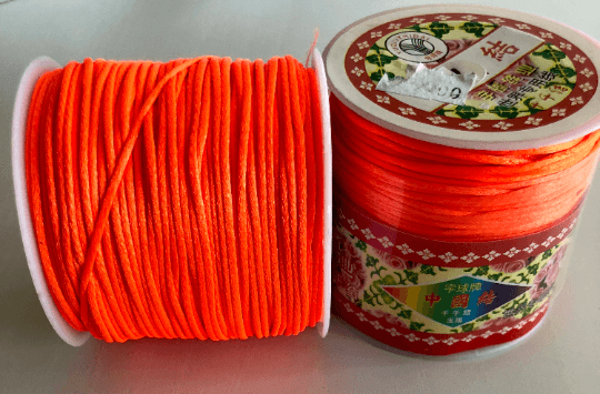 Neon Orange Rattail Cord, Kumihimo Cord, Satin Silk Cord, Satin Nylon Cord, Macrame Knotting DIY, Beading String,  Thread Cording, 1.5mm