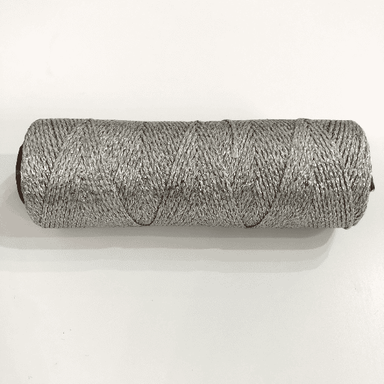 Metallic Grey Waxed Cotton Cord - 1mm, 100m Reel