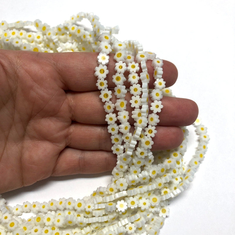 Perles de marguerite en verre de Murano fabriquées à la main