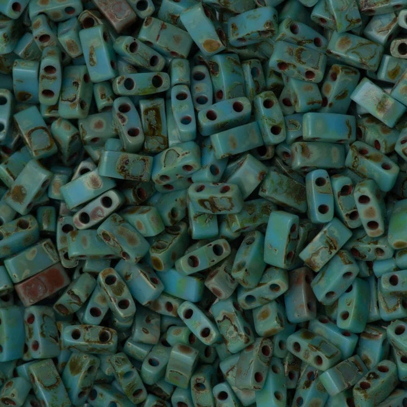 Miyuki Half Tila Beads HTL4514 - Picasso Opaque Seafoam Green,