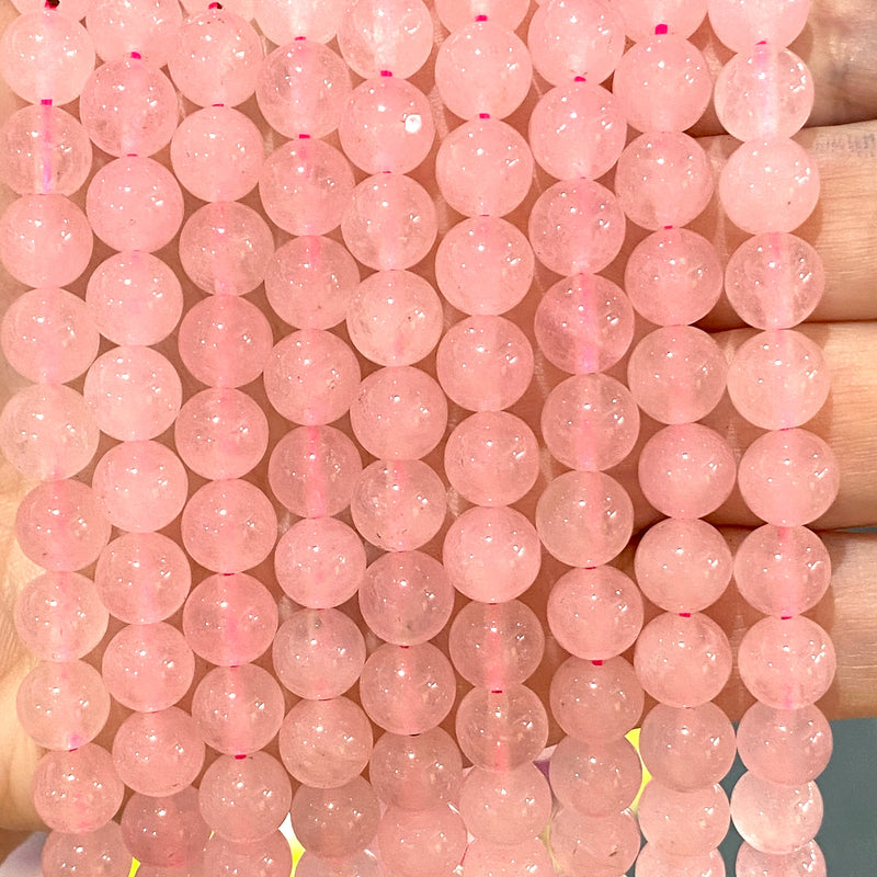 8mm Clear Rose Quartz, Pink Quartz Round Beads , Rose Quartz Gemstone Beads 8mm