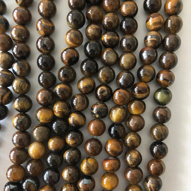 Tiger Eye 8mm Round Beads – Full Strand of 45 Natural Gemstone Beads